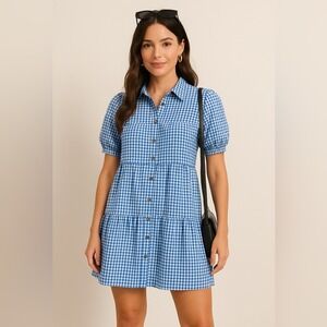 Speed Limit MPN Blue Gingham Button-Front Dress – Size Large